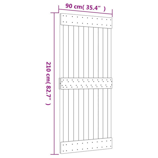 Sliding Door Hardware Sliding Door With Hardware Set 90X210 Cm Solid Wood Pine