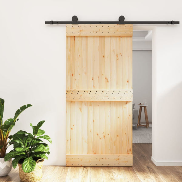 Sliding Door Hardware Sliding Door With Hardware Set 100X210 Cm Solid Wood Pine