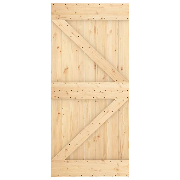 Sliding Door Hardware Sliding Door With Hardware Set 95X210 Cm Solid Wood Pine