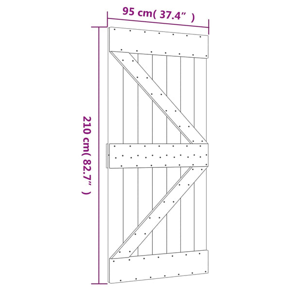 Sliding Door Hardware Sliding Door With Hardware Set 95X210 Cm Solid Wood Pine