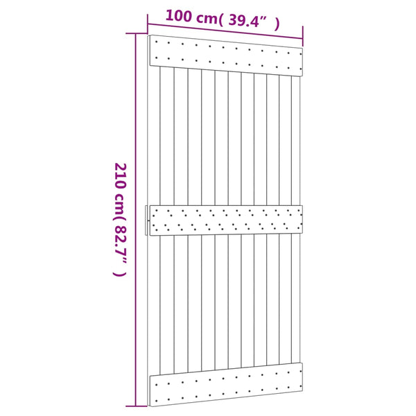 Sliding Door Hardware Sliding Door With Hardware Set 100X210 Cm Solid Wood Pine