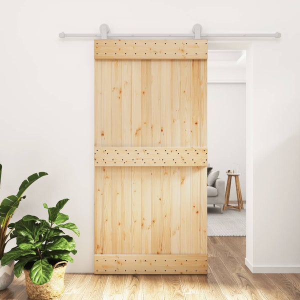 Sliding Door Hardware Sliding Door With Hardware Set 100X210 Cm Solid Wood Pine