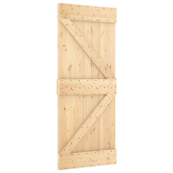 Sliding Door Hardware Sliding Door With Hardware Set 85X210 Cm Solid Wood Pine