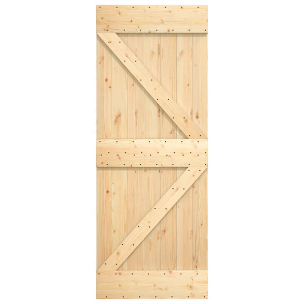 Sliding Door Hardware Sliding Door With Hardware Set 85X210 Cm Solid Wood Pine