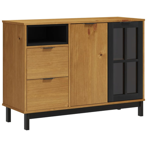 Sideboards & Buffets Sideboard With Glass Door Flam 110X40x80 Cm Solid Wood Pine