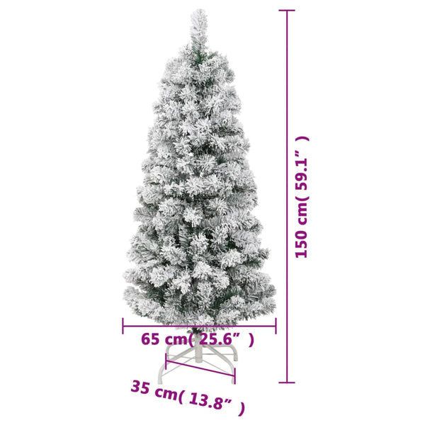 Seasonal Decorations Artificial Hinged Christmas Tree With Flocked Snow 150 Cm