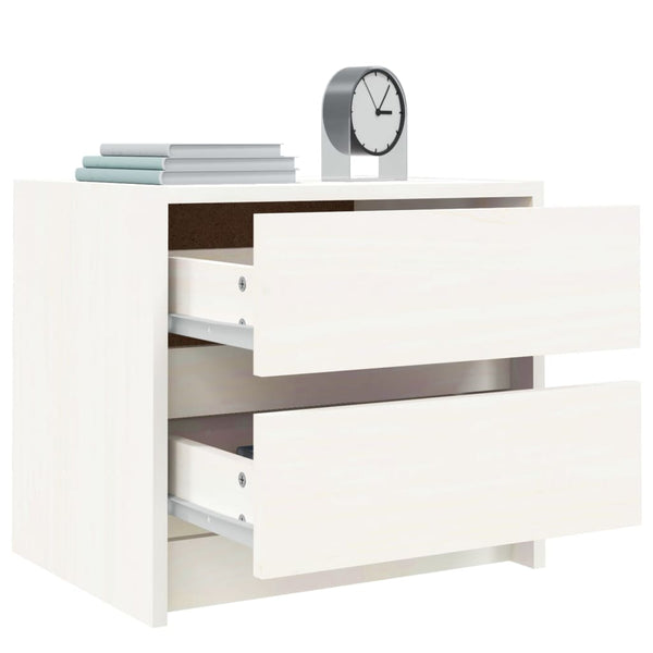 Bedside Tables Bedside Cabinet White 40X31x35.5 Cm Solid Wood Pine