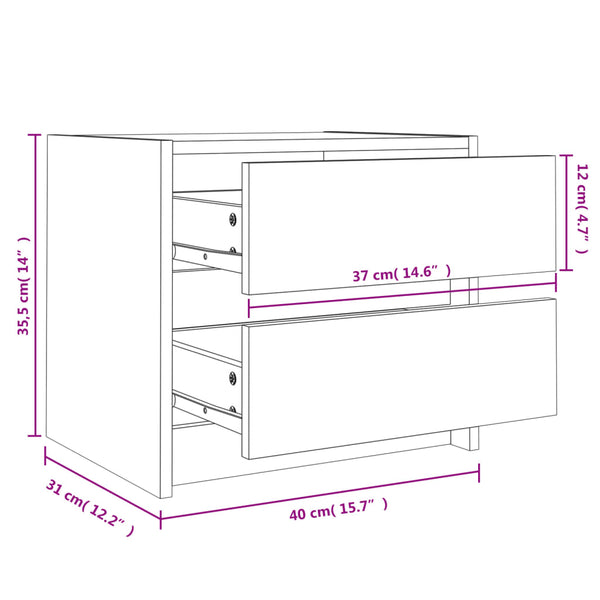 Bedside Tables Bedside Cabinet White 40X31x35.5 Cm Solid Wood Pine