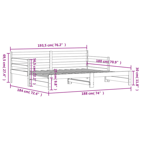 Sofa Beds Daybed With Trundle 92X187 Cm Single Size Solid Wood Pine
