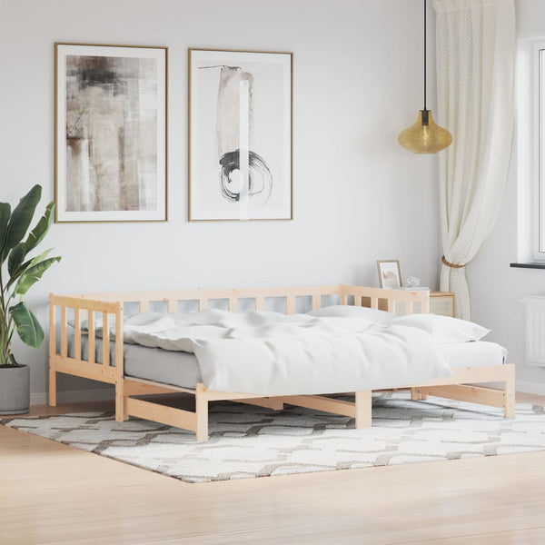 Single Bed Frames Day Bed With Trundle 92X187 Cm Single Size Solid Wood Pine