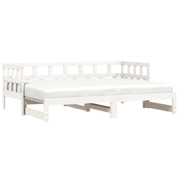 Single Bed Frames Daybed With Trundle White 92X187 Cm Single Size Solid Wood Pine