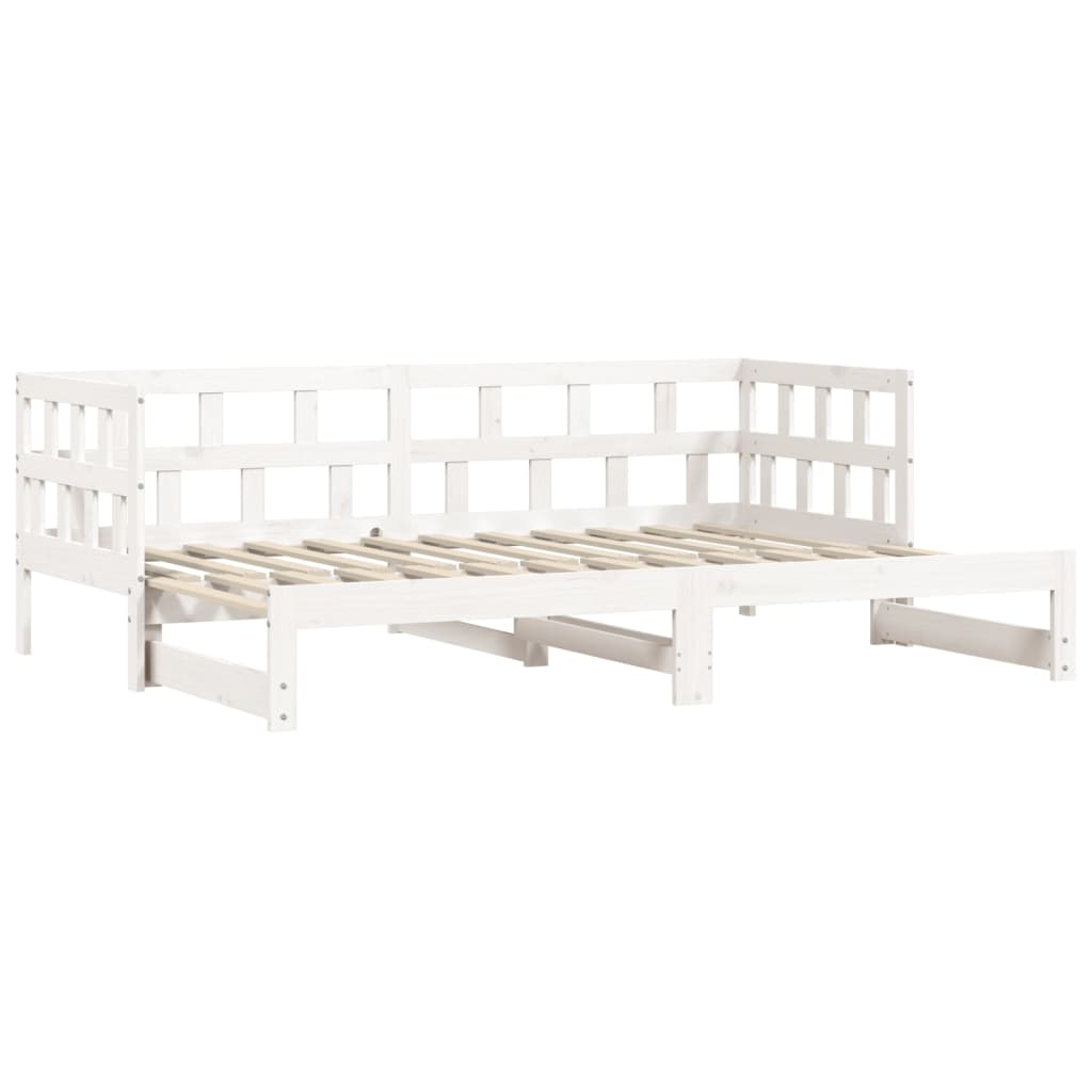 Single Bed Frames Daybed With Trundle White 92X187 Cm Single Size Solid Wood Pine