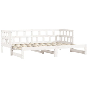 Single Bed Frames Daybed With Trundle White 92X187 Cm Single Size Solid Wood Pine