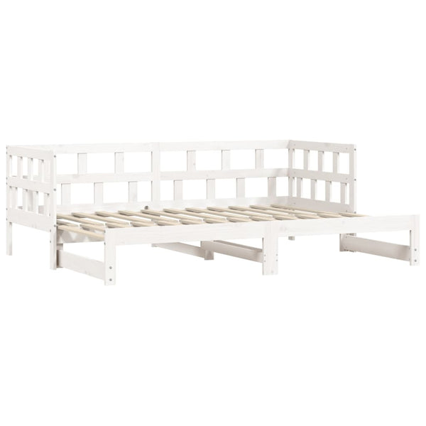 Single Bed Frames Daybed With Trundle White 92X187 Cm Single Size Solid Wood Pine