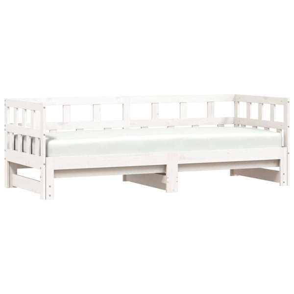 Single Bed Frames Daybed With Trundle White 92X187 Cm Single Size Solid Wood Pine