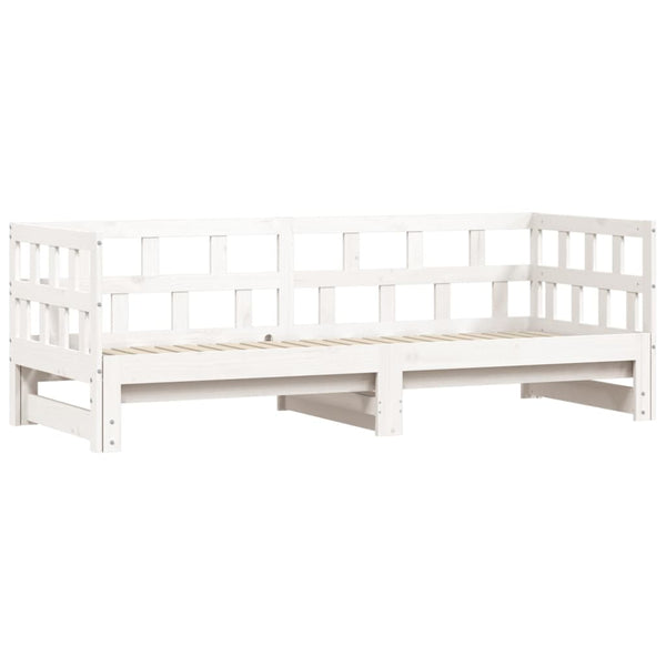 Single Bed Frames Daybed With Trundle White 92X187 Cm Single Size Solid Wood Pine