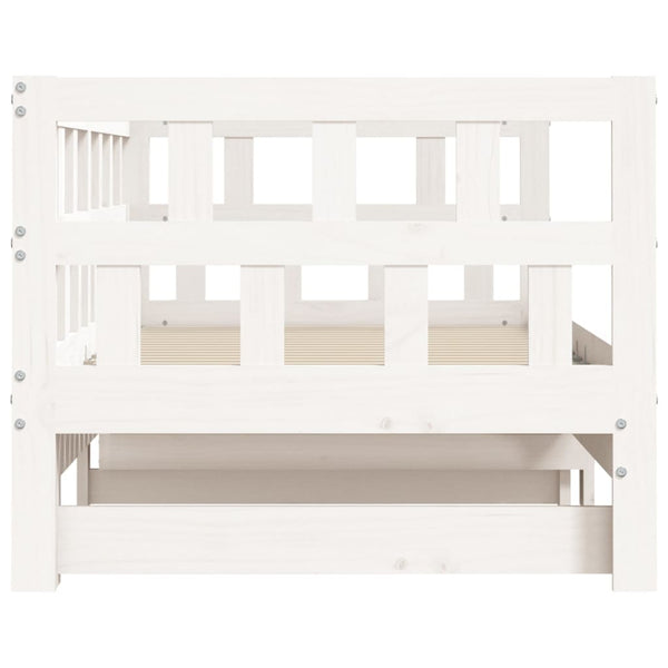 Single Bed Frames Daybed With Trundle White 92X187 Cm Single Size Solid Wood Pine