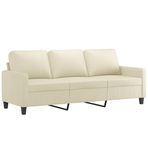 Sofas, Armchairs & Couches 3 Seater Sofa Cream 180 Cm Faux Leather