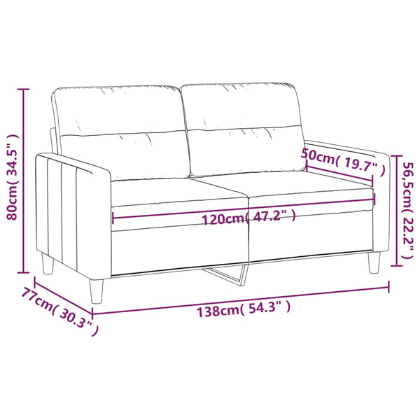 Sofas, Armchairs & Couches 2 Seater Sofa Light Grey 120 Cm Fabric