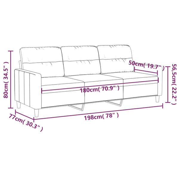 Sofas, Armchairs & Couches 3 Seater Sofa Dark Grey 180 Cm Fabric