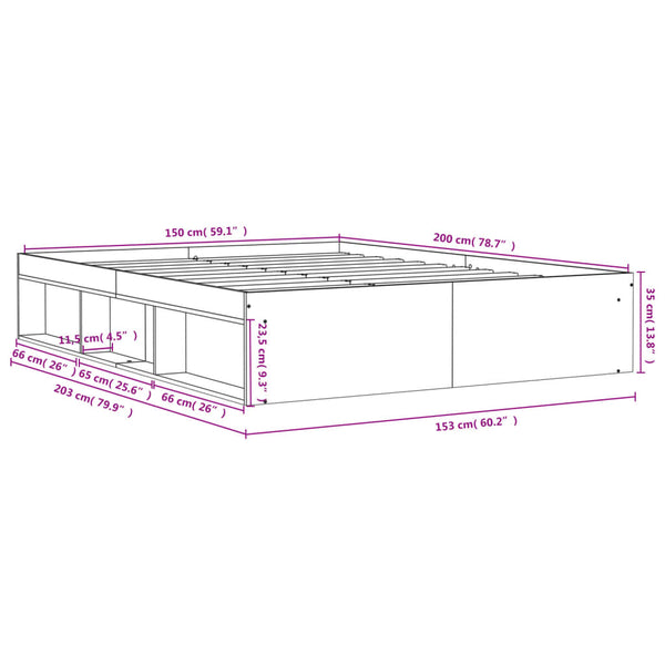 Double Bed Frames Bed Frame White 150X200 Cm