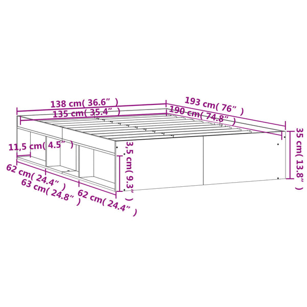 Single Bed Frames Bed Frame White 137X187 Cm Single Size