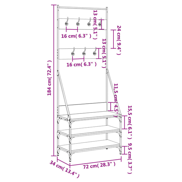 Garment Racks Clothes Rack With Shoe Storage Black 72X34x184 Cm