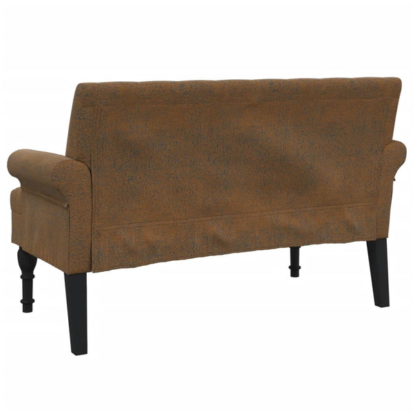 Sofas, Armchairs & Couches Bench With Backrest Brown 120X62x75.5 Cm Faux Suede Leather