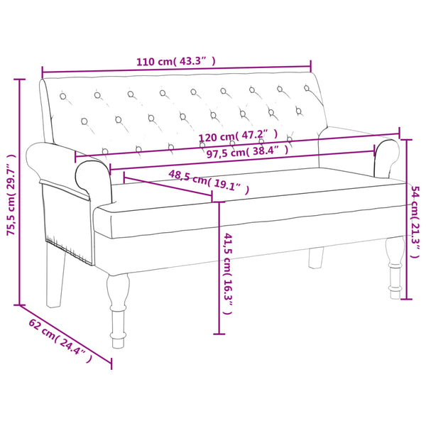 Sofas, Armchairs & Couches Bench With Backrest Brown 120X62x75.5 Cm Faux Suede Leather