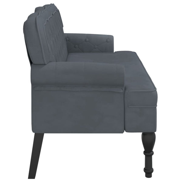 Sofas, Armchairs & Couches Bench With Backrest Dark Grey 119.5X64.5X75 Cm Velvet