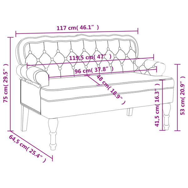 Sofas, Armchairs & Couches Bench With Backrest Dark Grey 119.5X64.5X75 Cm Velvet