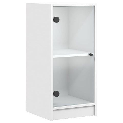 Cabinets & Cupboards Side Cabinet With Glass Doors White 35X37x75.5 Cm