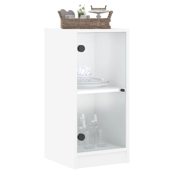 Cabinets & Cupboards Side Cabinet With Glass Doors White 35X37x75.5 Cm