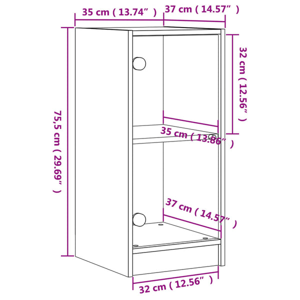 Cabinets & Cupboards Side Cabinet With Glass Doors White 35X37x75.5 Cm