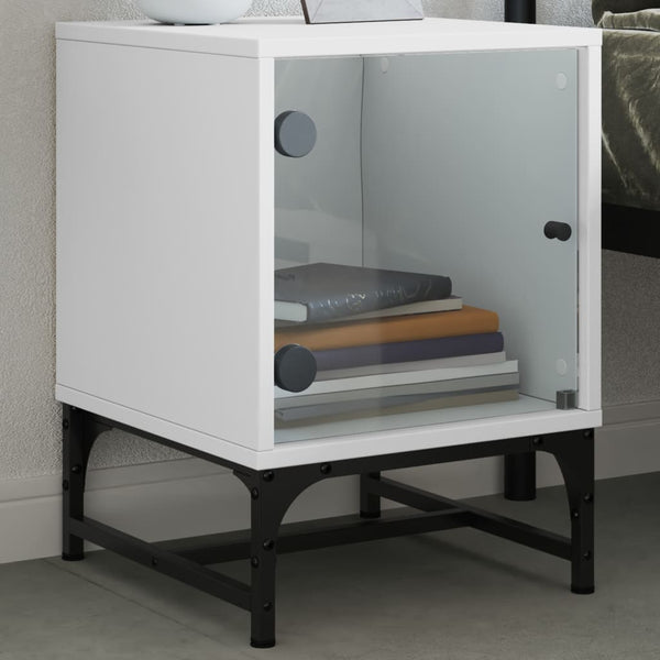 Bedside Tables Bedside Cabinets With Glass Doors 2 Pcs White 35X37x50 Cm