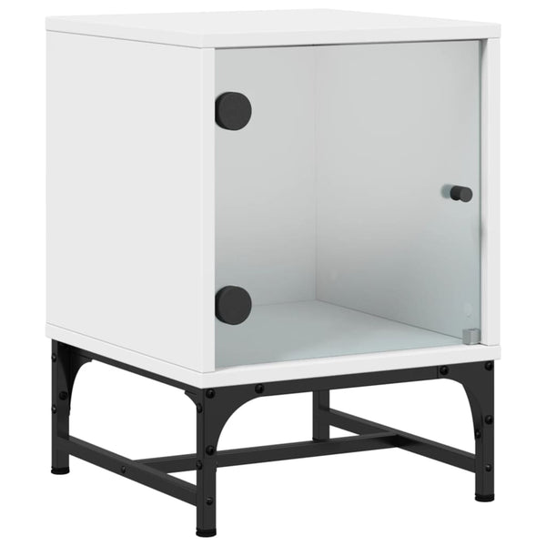 Bedside Tables Bedside Cabinets With Glass Doors 2 Pcs White 35X37x50 Cm