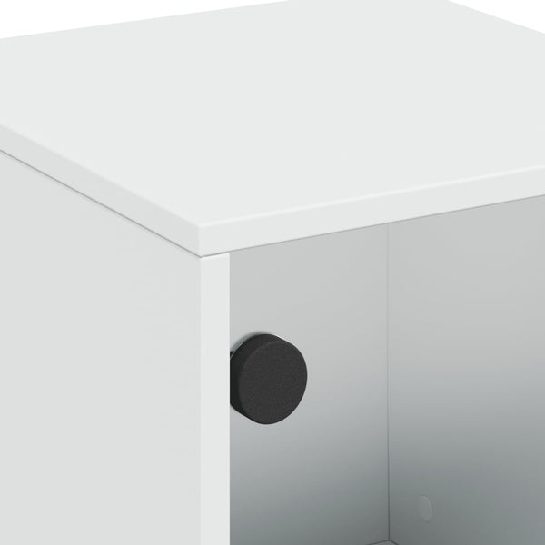 Bedside Tables Bedside Cabinets With Glass Doors 2 Pcs White 35X37x50 Cm