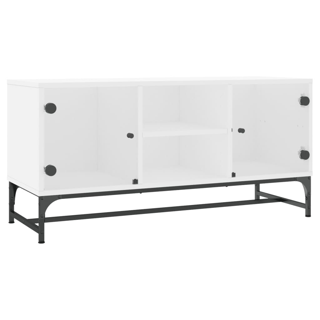 TV Stands & Entertainment Units Tv Cabinet With Glass Doors White 102X37x50 Cm