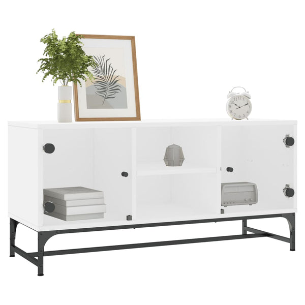 TV Stands & Entertainment Units Tv Cabinet With Glass Doors White 102X37x50 Cm