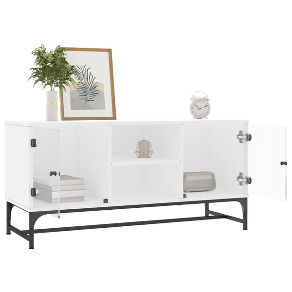 TV Stands & Entertainment Units Tv Cabinet With Glass Doors White 102X37x50 Cm