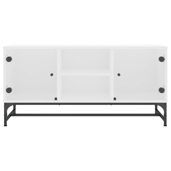 TV Stands & Entertainment Units Tv Cabinet With Glass Doors White 102X37x50 Cm