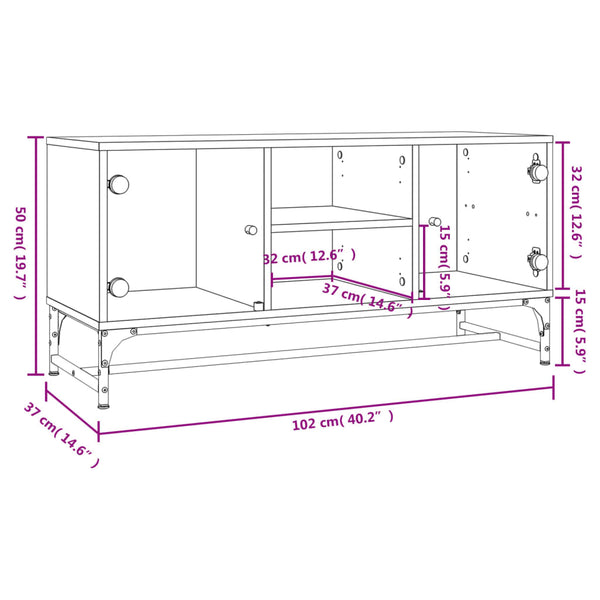 TV Stands & Entertainment Units Tv Cabinet With Glass Doors White 102X37x50 Cm