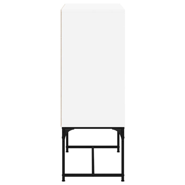 Side Tables Side Cabinet With Glass Doors White 69X37x100 Cm