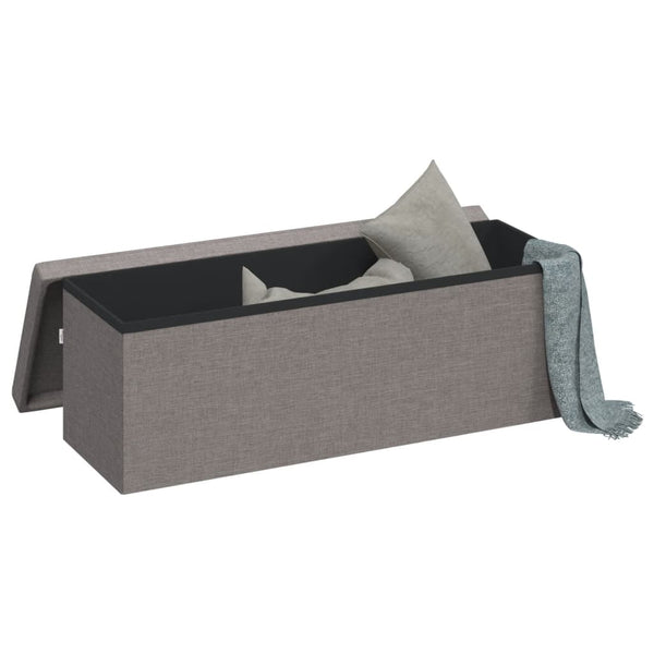 Benches Storage Bench Foldable Light Grey Faux Linen