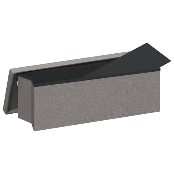 Benches Storage Bench Foldable Light Grey Faux Linen