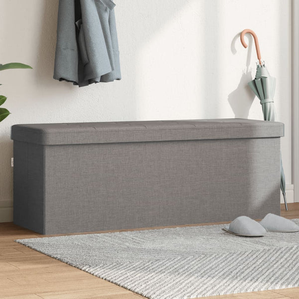 Benches Storage Bench Foldable Light Grey Faux Linen