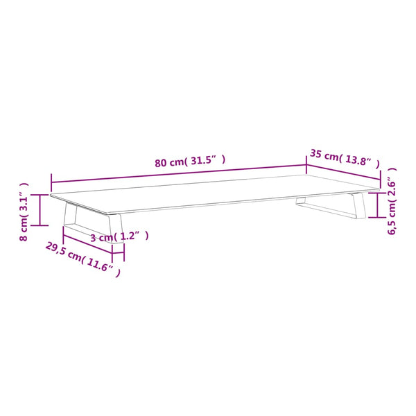 Stands, Holders & Car Mounts Monitor Stand White 80X35x8 Cm Tempered Glass And Metal