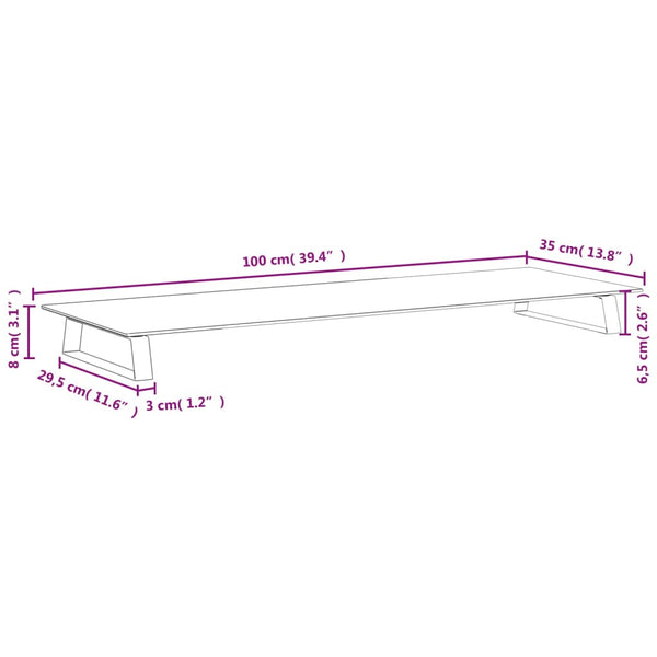 Stands, Holders & Car Mounts Monitor Stand White 100X35x8 Cm Tempered Glass And Metal