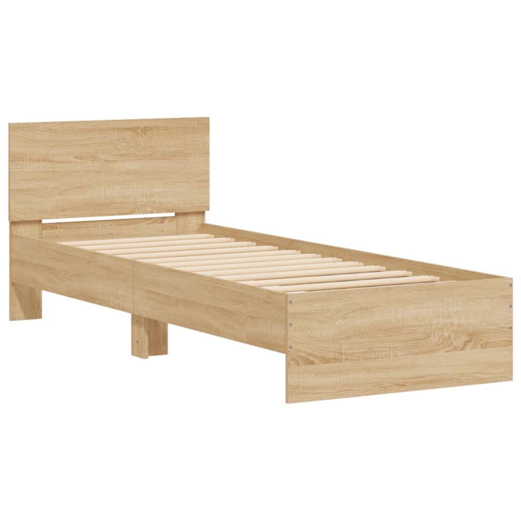 Single Bed Frames Bed Frame With Headboard Sonoma Oak 90X190 Cm Engineered Wood