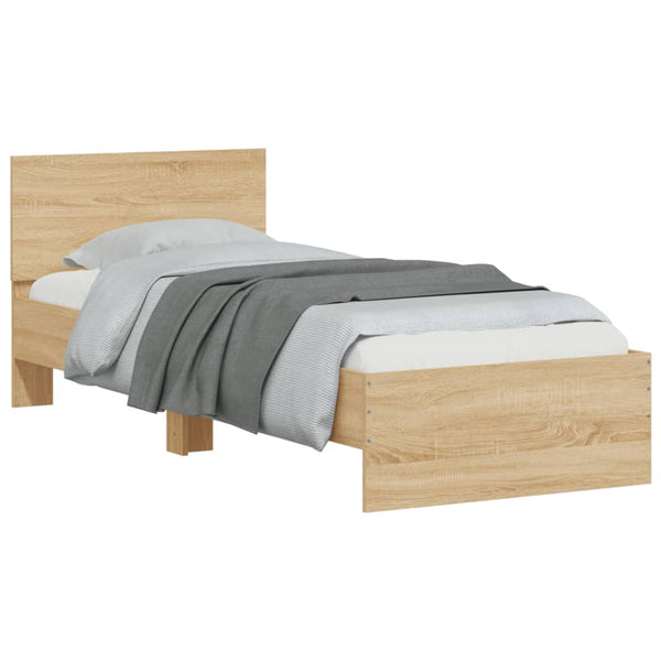 Single Bed Frames Bed Frame With Headboard Sonoma Oak 90X190 Cm Engineered Wood